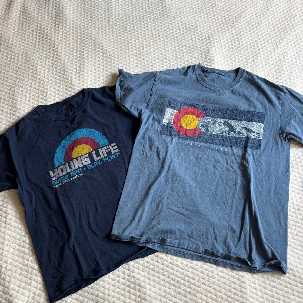 Kids Navy and Light Blue Graphic Tee Lot